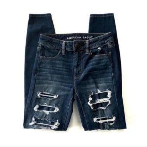 American Eagle Hi Rise Distressed Skinny Jegging Jeans Size 2R Inseam 30
